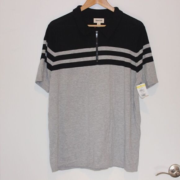 NEW Open Edit Men Front Zip Knit Polo Size XL - Picture 4 of 15